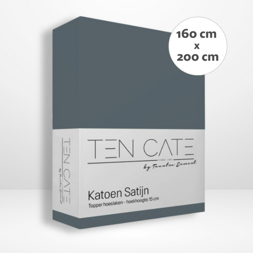 Ten Cate topper hoeslaken - 100% katoensatijn - 160x200 -  donkerblauw