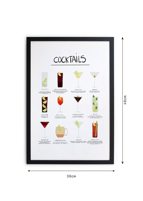 Zwarte lijst met kader 40x30 cocktails - vtwonen shop