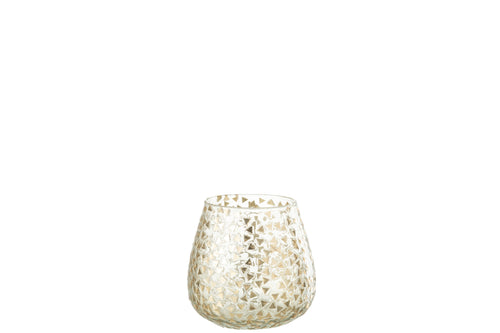 J-Line windlicht Driehoek - glas - transparant/goud - large