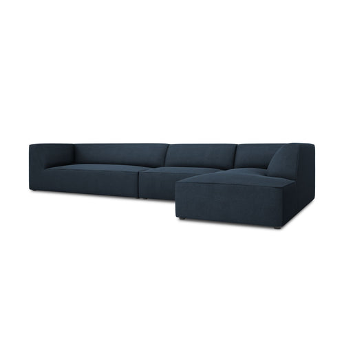 Cosmopolitan Design - Modulaire hoekbank rechts Siena 5-zits, structurele stof marineblauw - 180x366x69cm