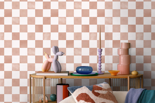 ESTAhome behang geblokt motief bruin en wit - 50 x 900 cm - 131289 - vtwonen shop