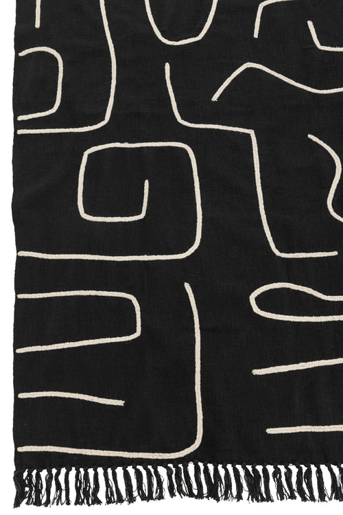 J-Line plaid Strepen/Bogen - katoen - zwart/wit - 180 x 130 cm - vtwonen shop