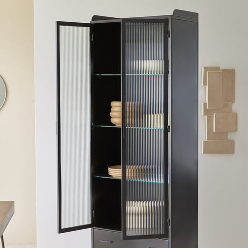 Tikamoon Hoge metalen vitrinekast - Zwart - vtwonen shop