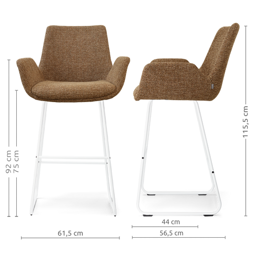 Nolon Nino-Eef barkruk bruin blend - wit onderstel - 75 cm