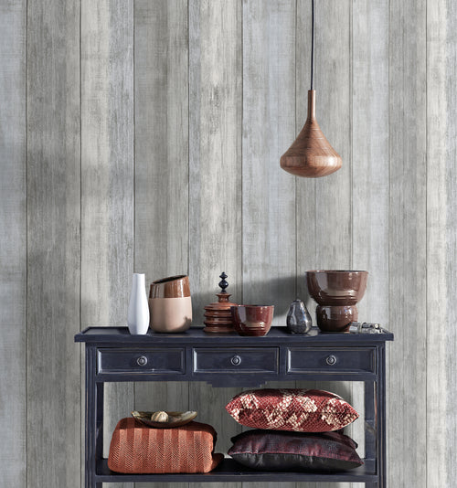Sanders & Sanders behang houtlook blauw en grijs - 53 cm x 10 m - 640054