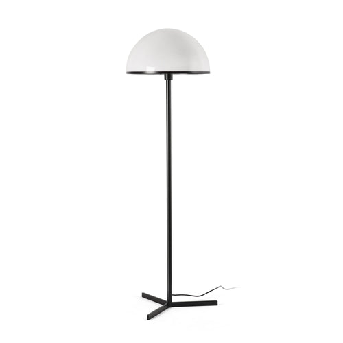 Faro Dome Dome vloerlamp 42 cm, satijnzwart, glanzend witte kap, E27 fitting.