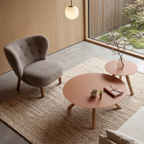 Giga Meubel Salontafel Felix Terra – Rond – Glas en Metaal – Set van 2