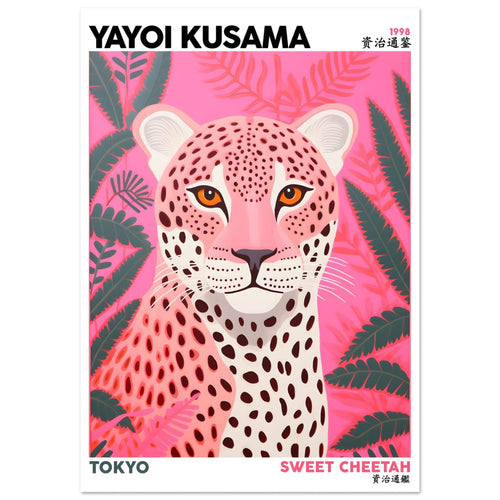 Artfulprints Poster met Lijst Yayoi Kusama - Sweet cheetah   - 70x100 cm - Roze