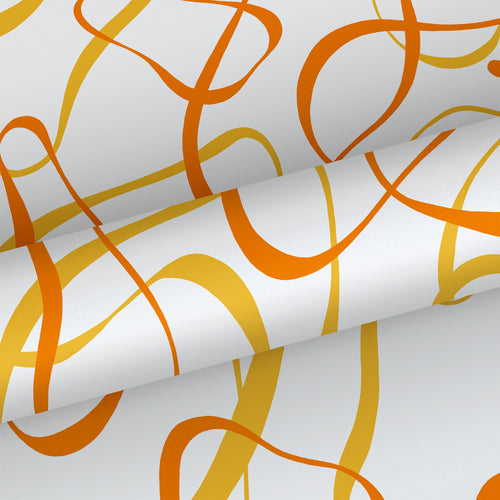 Sanders & Sanders behang figuratief motief wit, geel en oranje - 50 x 900 cm - 935275