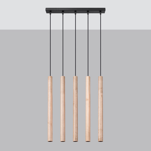 Sollux Lighting Hanglamp PASTELO 5L hout - 45x5x100cm