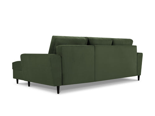Cosmopolitan Design Converteerbare hoekbank rechts met opbergdoos Kyoto 4-zits, ribfluwelen, flessengroen - 145x241x88cm