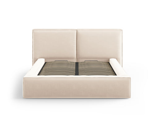 Micadoni Opbergbed met hoofdeinde Jodie 140x200cm, flueel, lichtbeige - 228x194x108cm