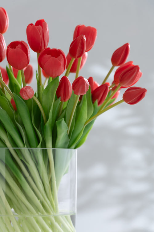 J-Line boeket Tulpen 7 stuks - kunststof - koraal/roze - large