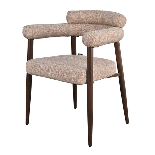 DÉJA Living Eetkamerstoel Lidingö - Taupe/Walnoot Stof - Set van 2 - vtwonen shop