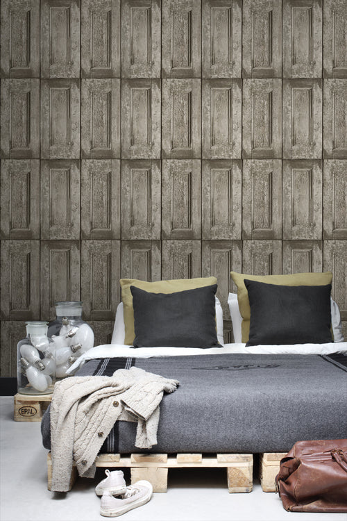 ESTAhome behang paneeldeuren taupe - 53 cm x 10.05 m - 138210