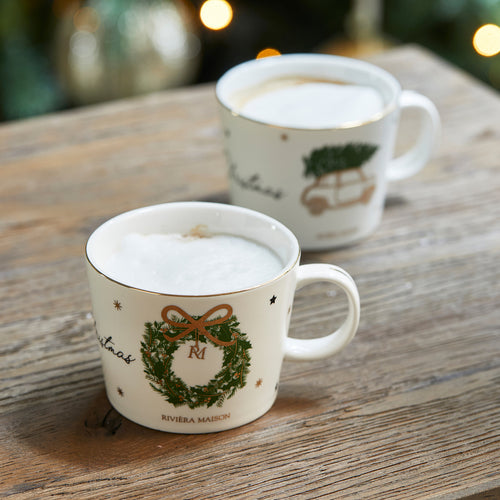 Rivièra Maison We Wish You A Merry Christmas Mug - Porselein - Wit - vtwonen shop