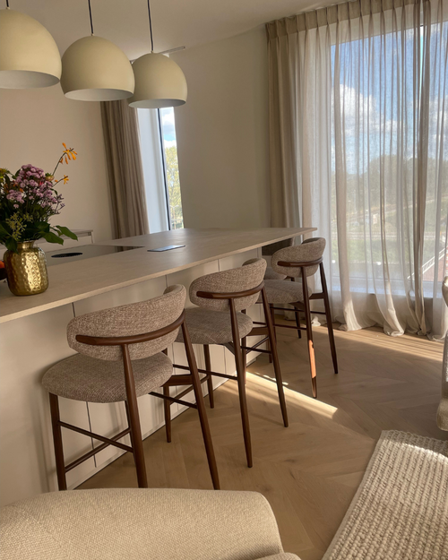 Giga Meubel Barstoel Alexia - Stof/Metaal - Taupe - Set van 2 - vtwonen shop