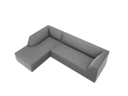 Micadoni linker hoekbank Ruby 4-zits, flueel, grijs - 180x273x69cm