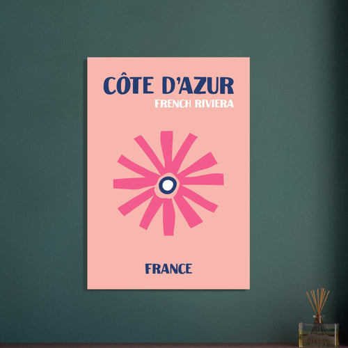Artfulprints Poster met Lijst Frankrijk - Cote d'Azur   - 70x100 cm - Roze