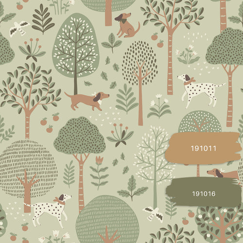 ESTAhome behang honden vergrijsd mintgroen - 53 cm x 10.05 m - 139712 - vtwonen shop