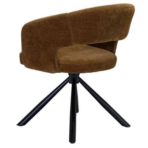 DÉJA Living Eetkamerstoel Elle - Stof/Metaal - Oker - Set van 2 - vtwonen shop