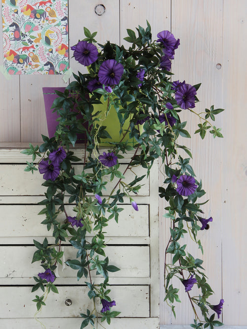 Mica Decorations Petunia Kunst Hangplant - L15 x B20 x H80 cm - Donkerpaars - vtwonen shop