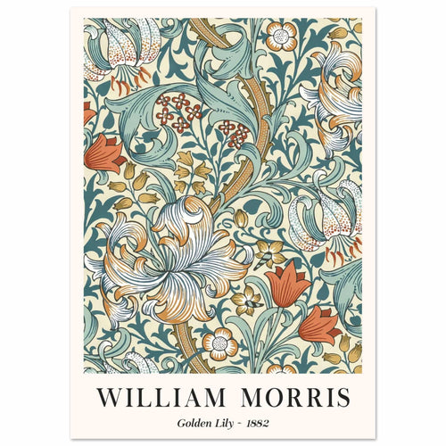 Artfulprints  William Morris - Golden lilly II 1882   poster A4 21x29.7 cm - vtwonen shop
