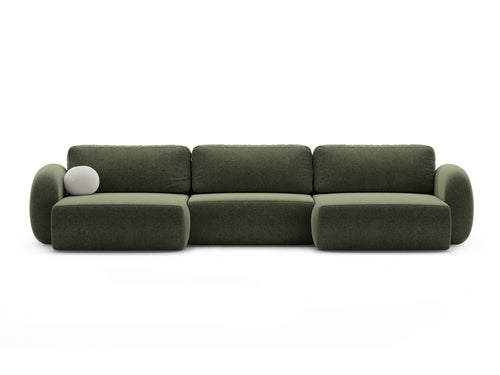 Cosmopolitan Design Converteerbare panoramische bank met opbergdoos Tonale 5-zits, chenille groente - 149x362x88cm