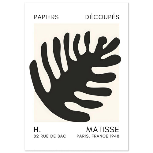 Artfulprints Poster Matisse – Coral bloom black   - 70x100 cm - Zwart