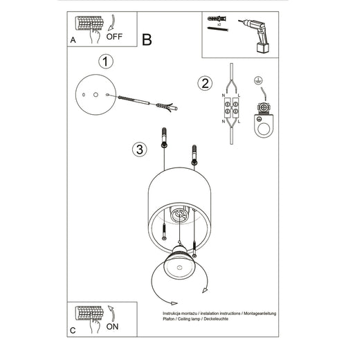 Sollux Lighting Plafondlamp ORBIS 1 grijs - 10x10x10cm