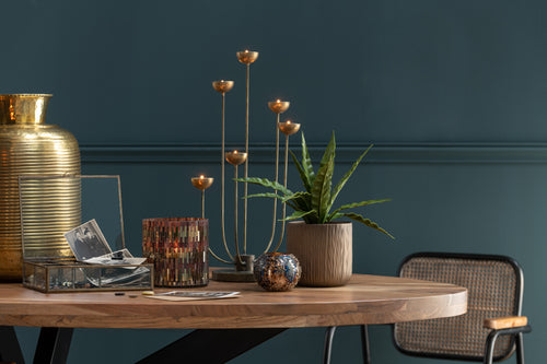 J-Line theelichthouder Lise - glas - bruin/goud - small - vtwonen shop