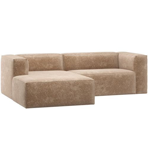 WOOOD chaise longue bank links Bean - Chenille Velvet  - Perzik Roze - 73x254x178 - vtwonen shop