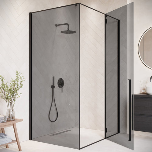 Badplaats Douchecabine Vancouver 90 x 120 x 190 cm - Zwart - Rookglas - Douchewand met Draaideur