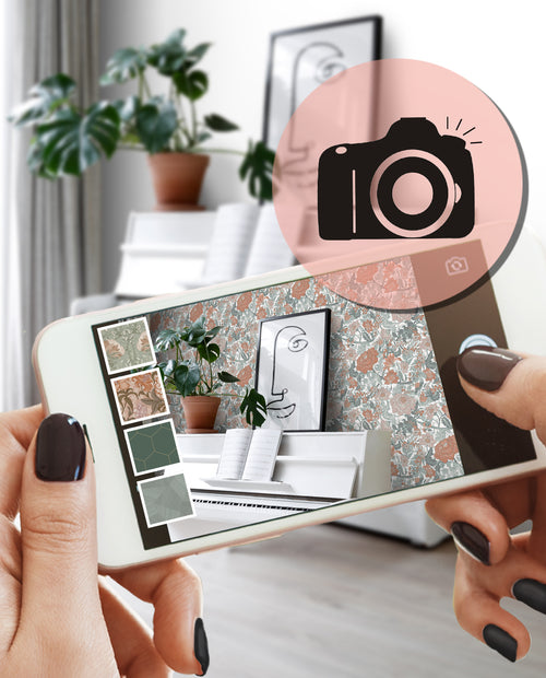 ESTAhome behang vintage bloemen blauwgroen en terracotta - 50 x 900 cm - 131193 - vtwonen shop