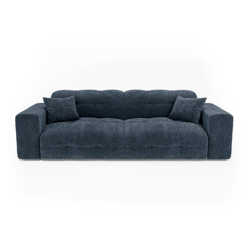 Premium Interiors - Bank COCOON - gewaafd fluweel minerale blauw 230cm