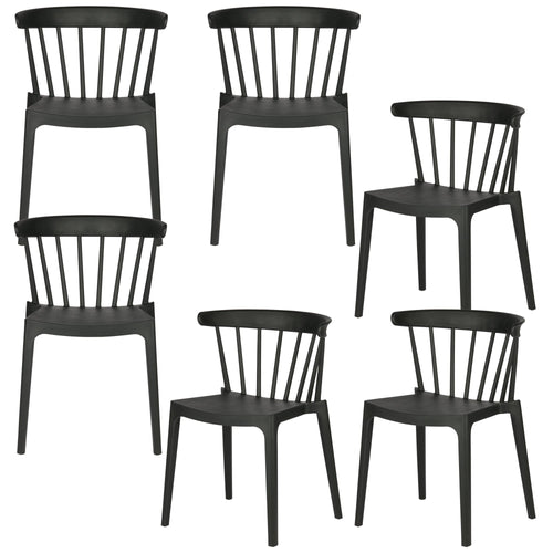 WOOOD tuinstoel Bliss - Kunststof - Zwart - Set van 6