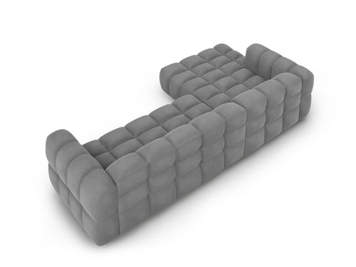 Cosmopolitan Design Modulaire hoekbank links Sky 4-zits, flueel, lichtgrijs - 162x300x70cm