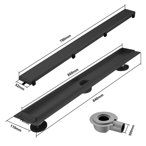 LOMAZOO douchegoot Nilo - mat zwart - 80 cm