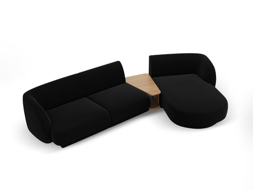 Micadoni Rechte modulaire bank Miley 3-zits, flueel, zwart - 178x303x70cm