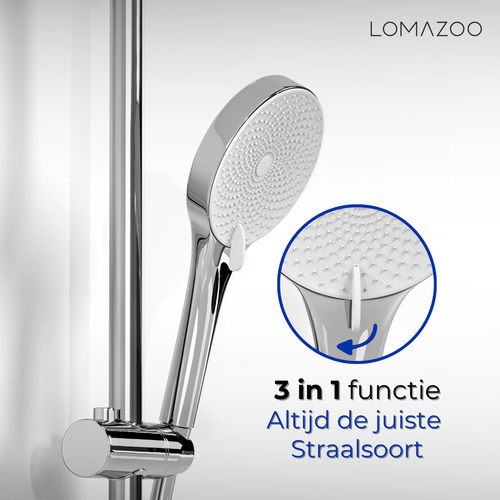 LOMAZOO thermostatische doucheset Cielo - met handdouche - chroom - h.o.h. 12 cm