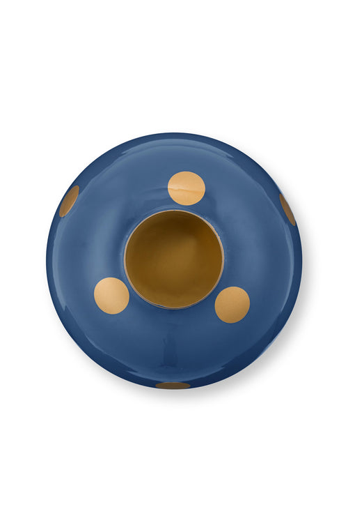 Pip Studio Vaas Dots - Metaal - Navy/ Goud - 32cm - vtwonen shop