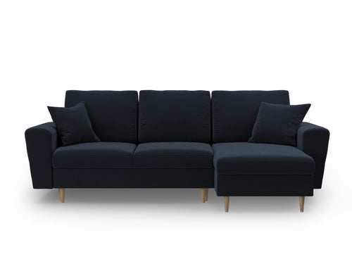 Cosmopolitan Design Omkeerbare converteerbare hoekbank met opbergdoos Kyoto 4-zits, flueel donkerblauw - 145x241x88cm