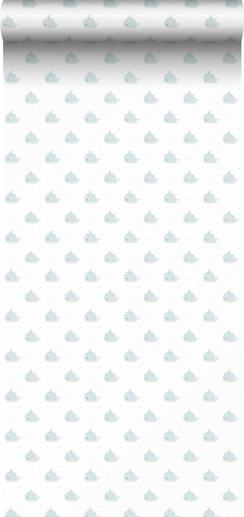 Sanders & Sanders behang walvissen vergrijsd groen en wit - 53 cm x 10 m - 640564 - vtwonen shop