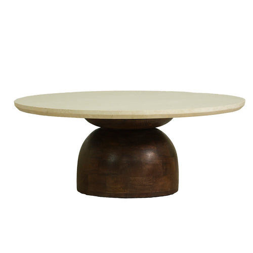DÉJA Living Salontafel Miro - Rond Donkerbruin Marmer - 90x90x35cm