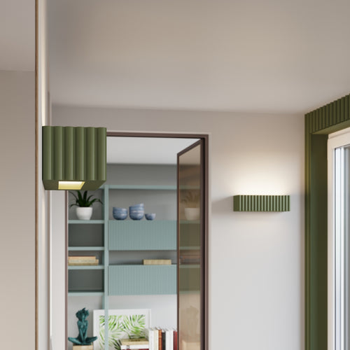 Sollux Lighting Wandlamp keramiek RIGATA olijfgroen - 34x12x10cm