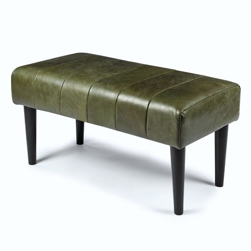 Furnhouse bankje Athea - Olijfgroen - Leer - 50x92x48