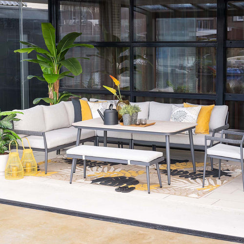 Barcelona lounge-diningset -5-dlg. - c. black -dark grey - valley sand