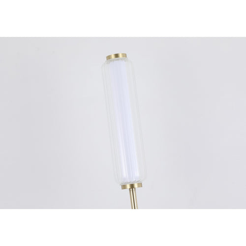 Searchlight Mod LED-vloerlamp, satijnen messing metaal, opaal acryl en helder