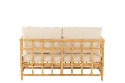 J-Line zetel Elise + kussen 2 Personen - rotan/textiel - naturel/wit