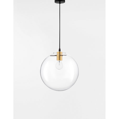 Merano Downey 25cm Globe hanglamp goud metaal helder glas, zwart LED E27
